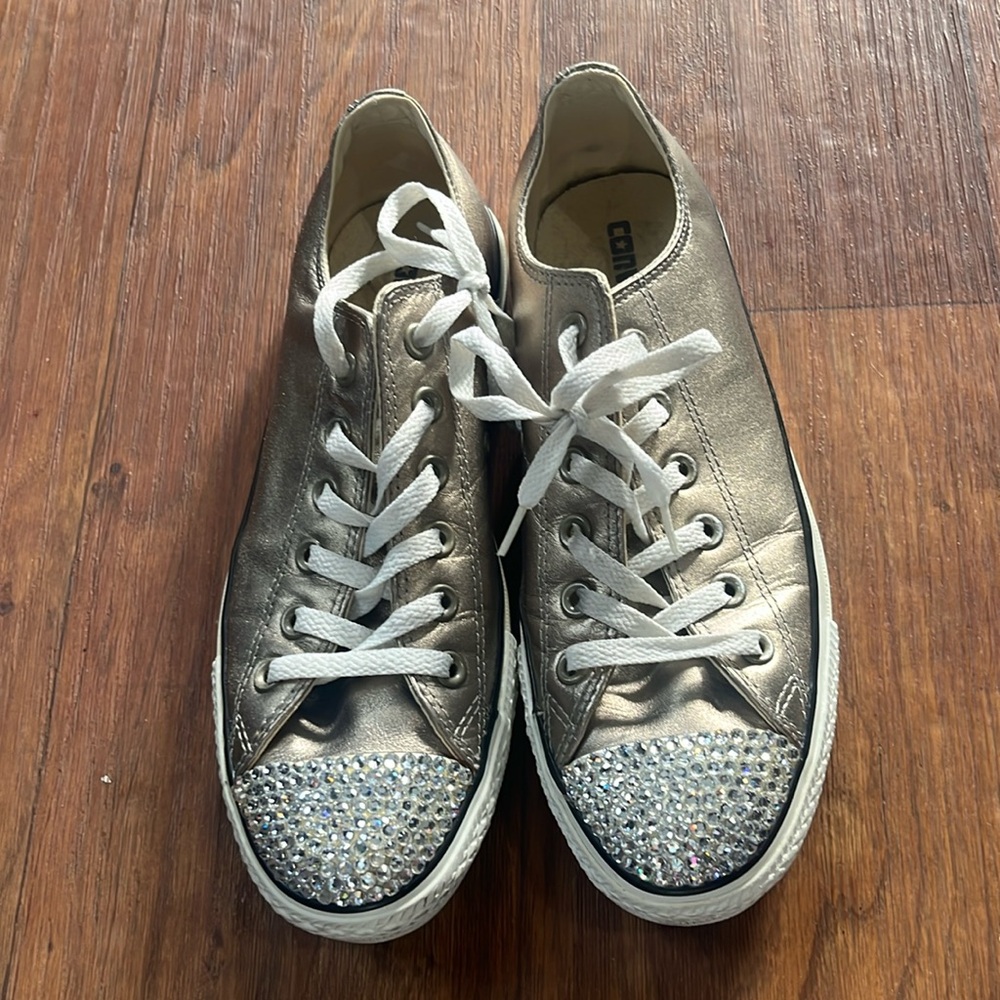 Worn once bronze "blinged " converse all star